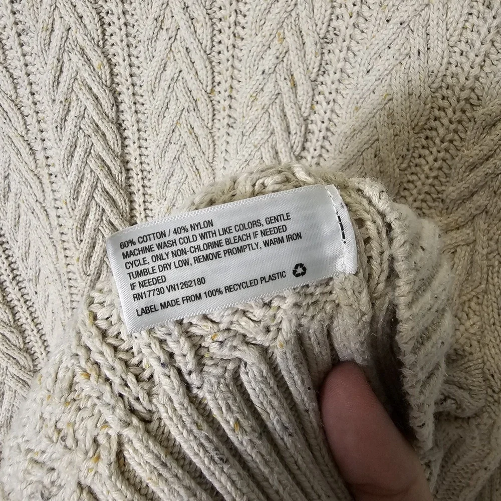 Goodfellow Men's XL Ivory Cable Knit Crew‎ Neck Sweater Fisherman Preppy Classic